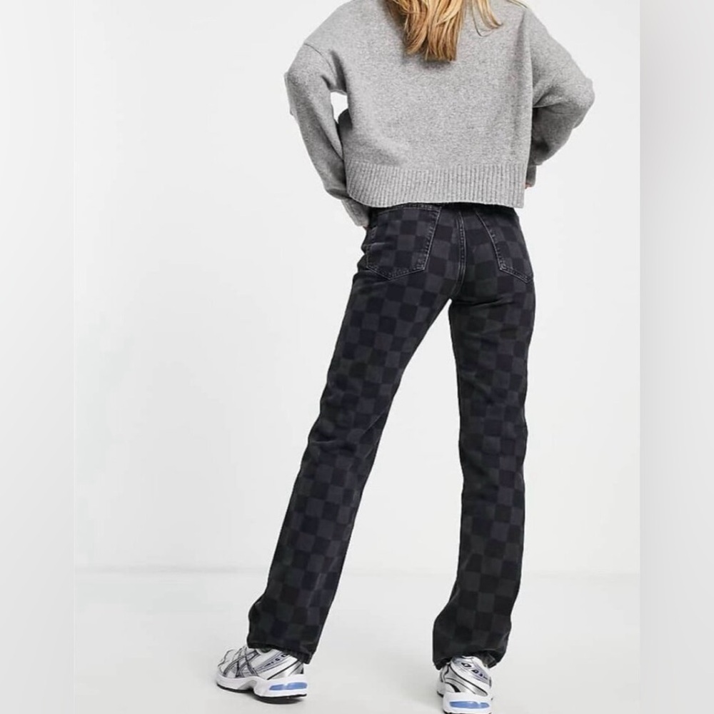 NEW! MNG CHECKERED Jeans Size 6 NWT Womens Black - Picture 4 of 14